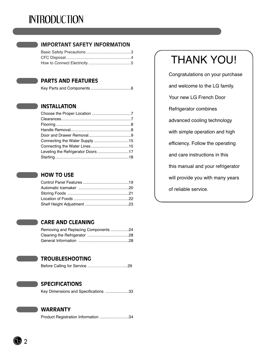 LG LFC21770 User Manual | Page 2 / 108