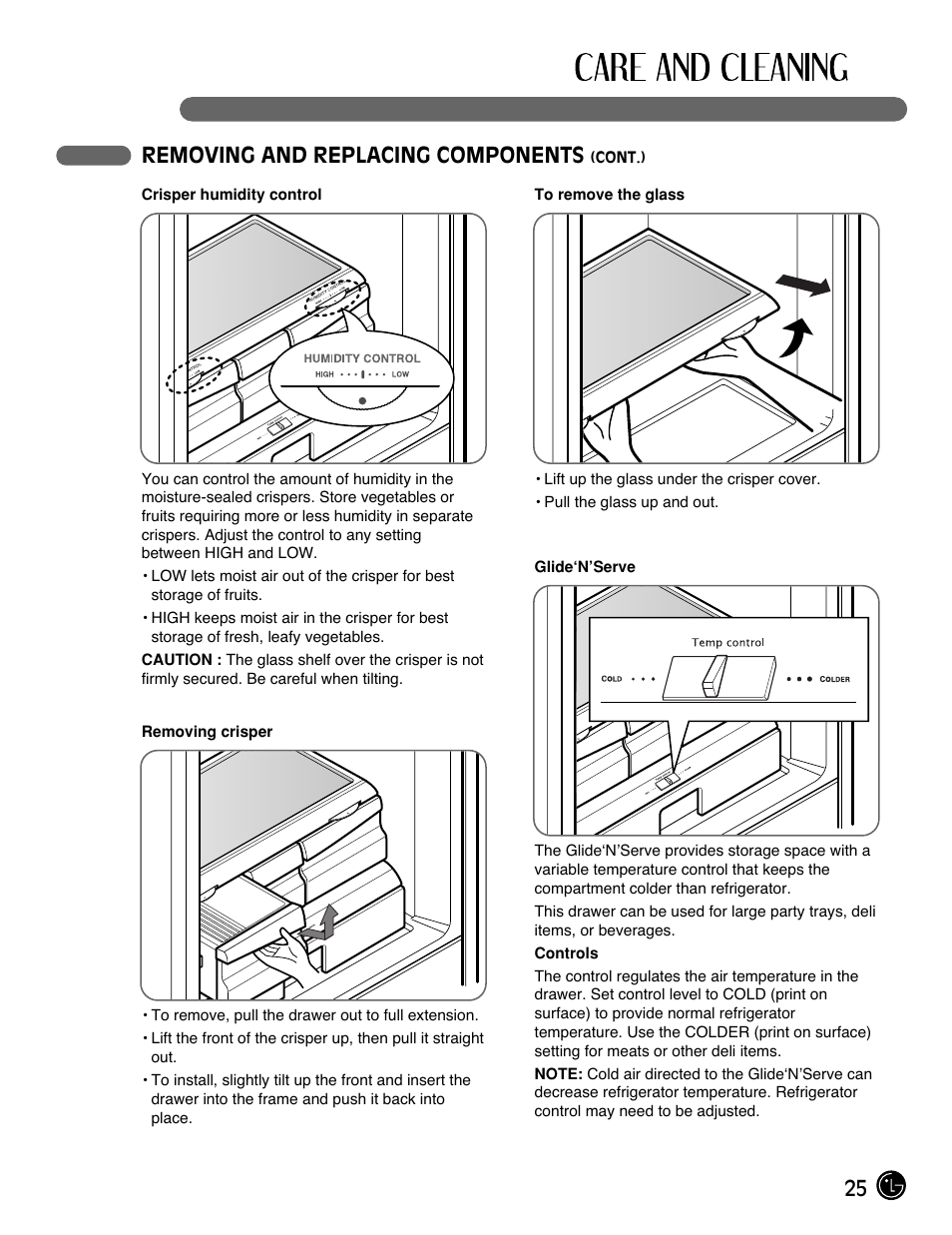 25 removing and replacing components | LG LFC21770 User Manual | Page 25 / 108