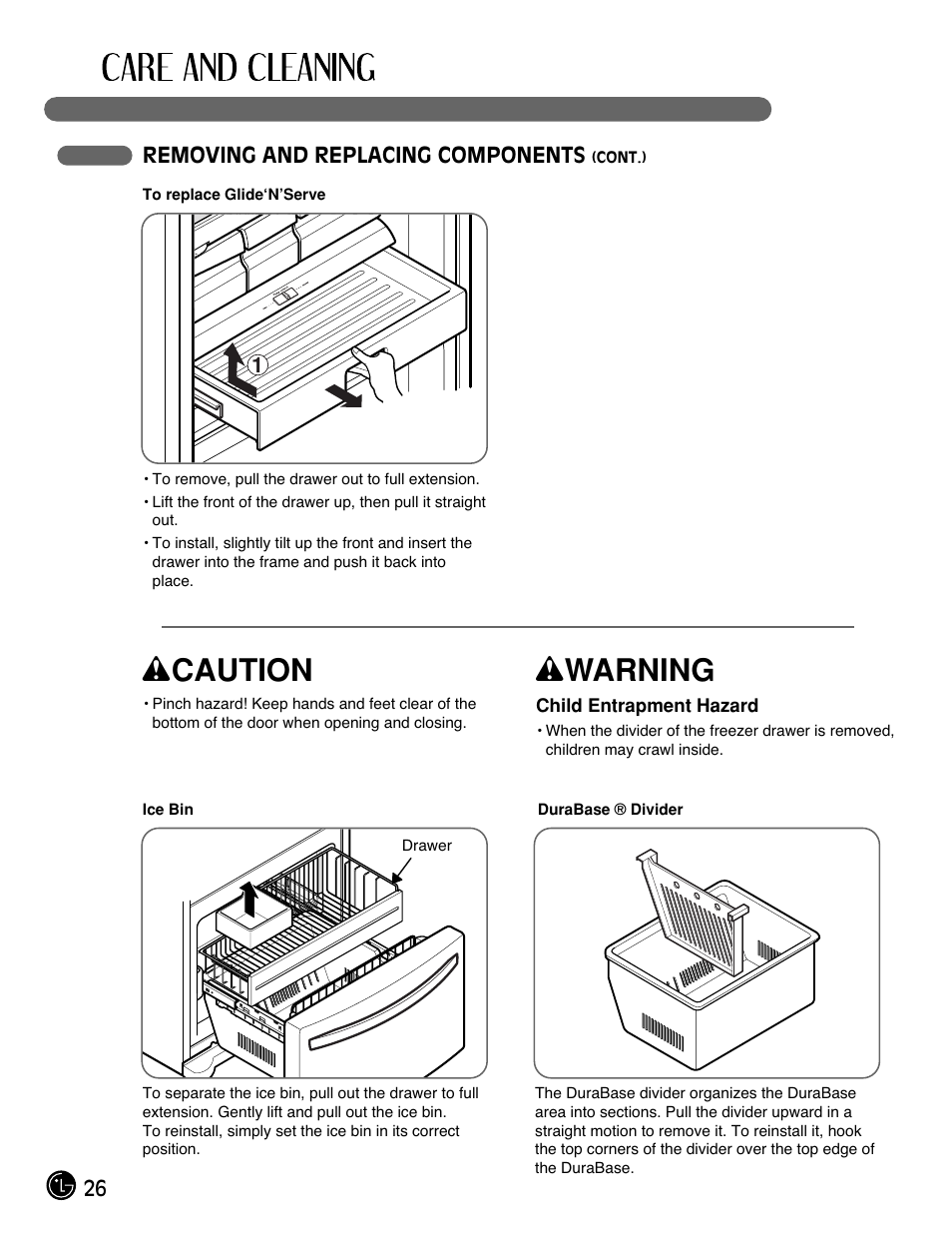 Wcaution, Wwarning | LG LFC21770 User Manual | Page 26 / 108