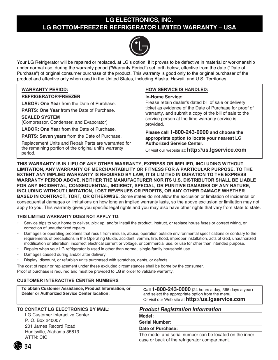 LG LFC21770 User Manual | Page 34 / 108