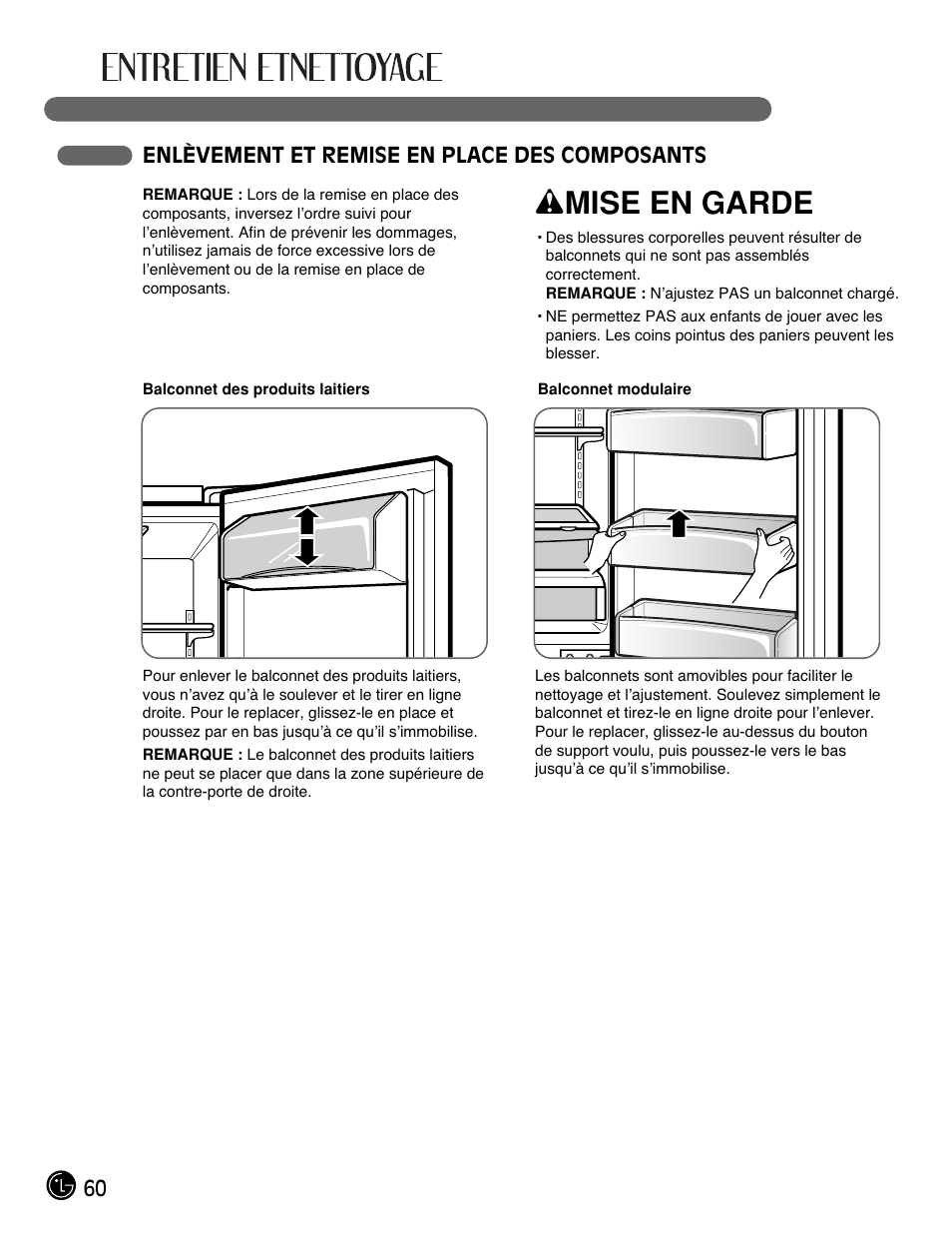 Wmise en garde | LG LFC21770 User Manual | Page 60 / 108