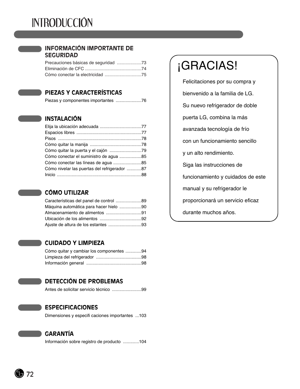 Gracias | LG LFC21770 User Manual | Page 72 / 108