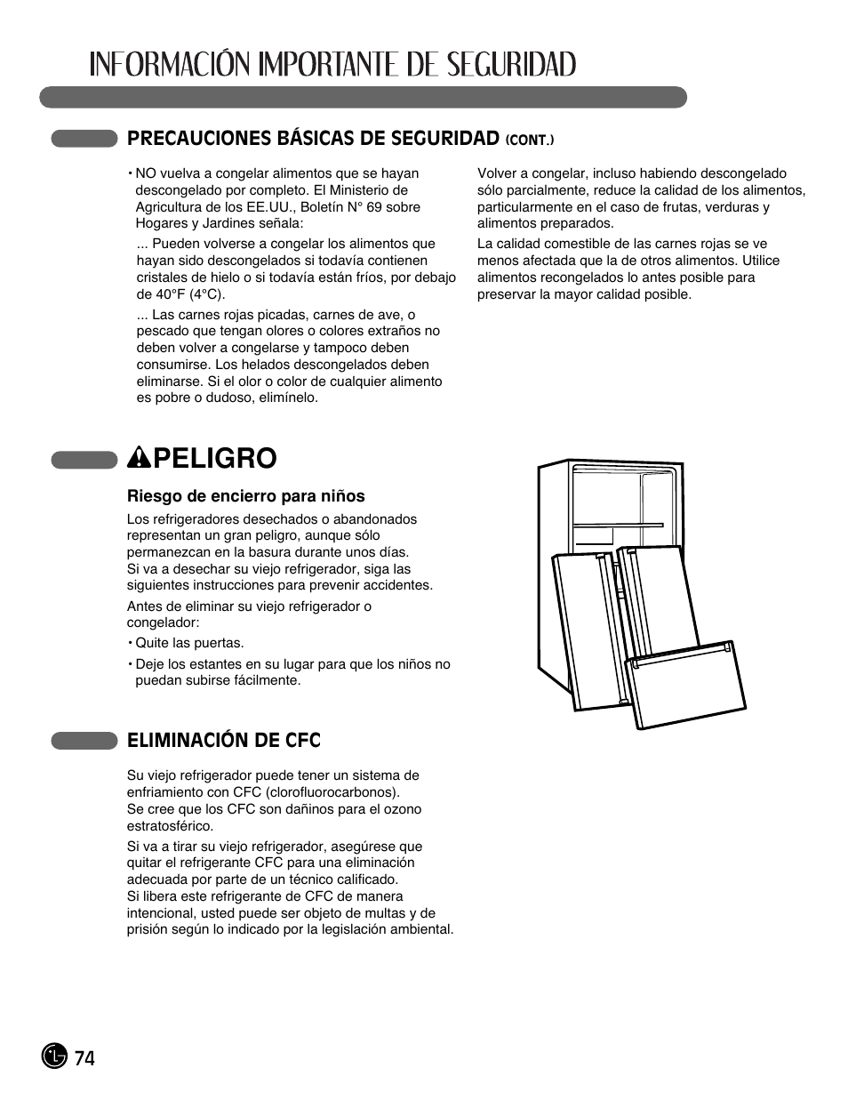 Wpeligro | LG LFC21770 User Manual | Page 74 / 108