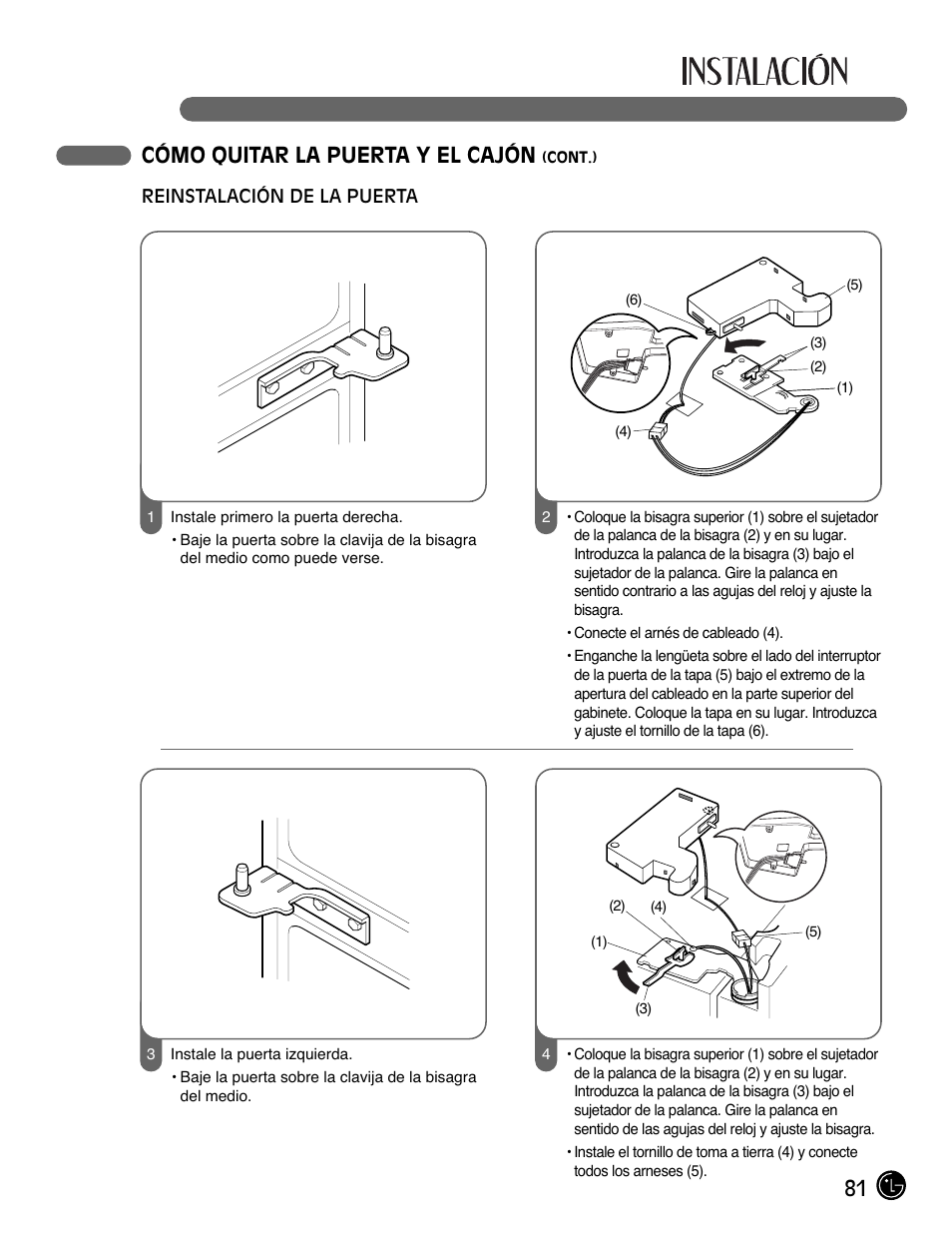 81 cómo quitar la puerta y el cajón | LG LFC21770 User Manual | Page 81 / 108