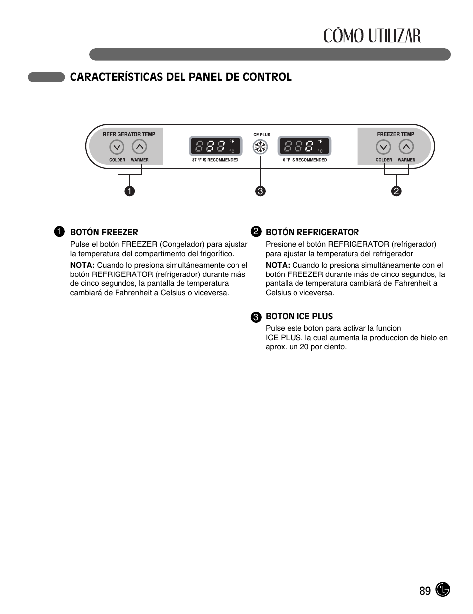 89 características del panel de control | LG LFC21770 User Manual | Page 89 / 108