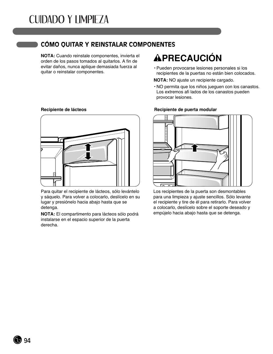 Wprecaución | LG LFC21770 User Manual | Page 94 / 108