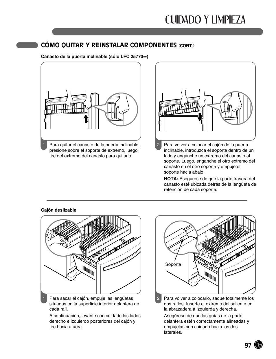 97 cómo quitar y reinstalar componentes | LG LFC21770 User Manual | Page 97 / 108