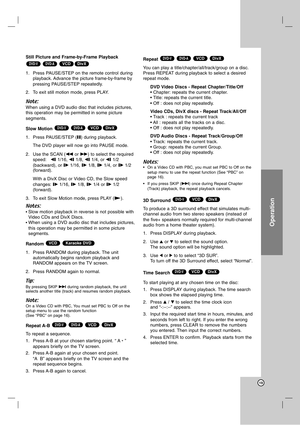 Operation | LG LDA-511 User Manual | Page 19 / 34