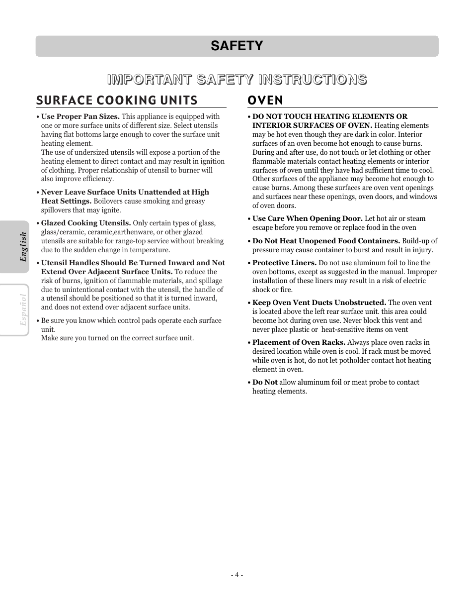 LG LRE30755SW User Manual | Page 4 / 72