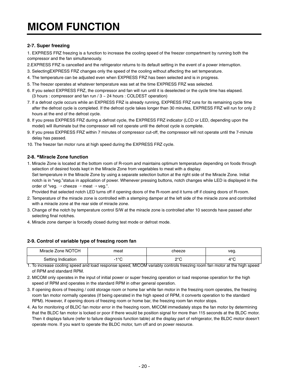 Micom function | LG SXS GR-P257/L257 User Manual | Page 22 / 99