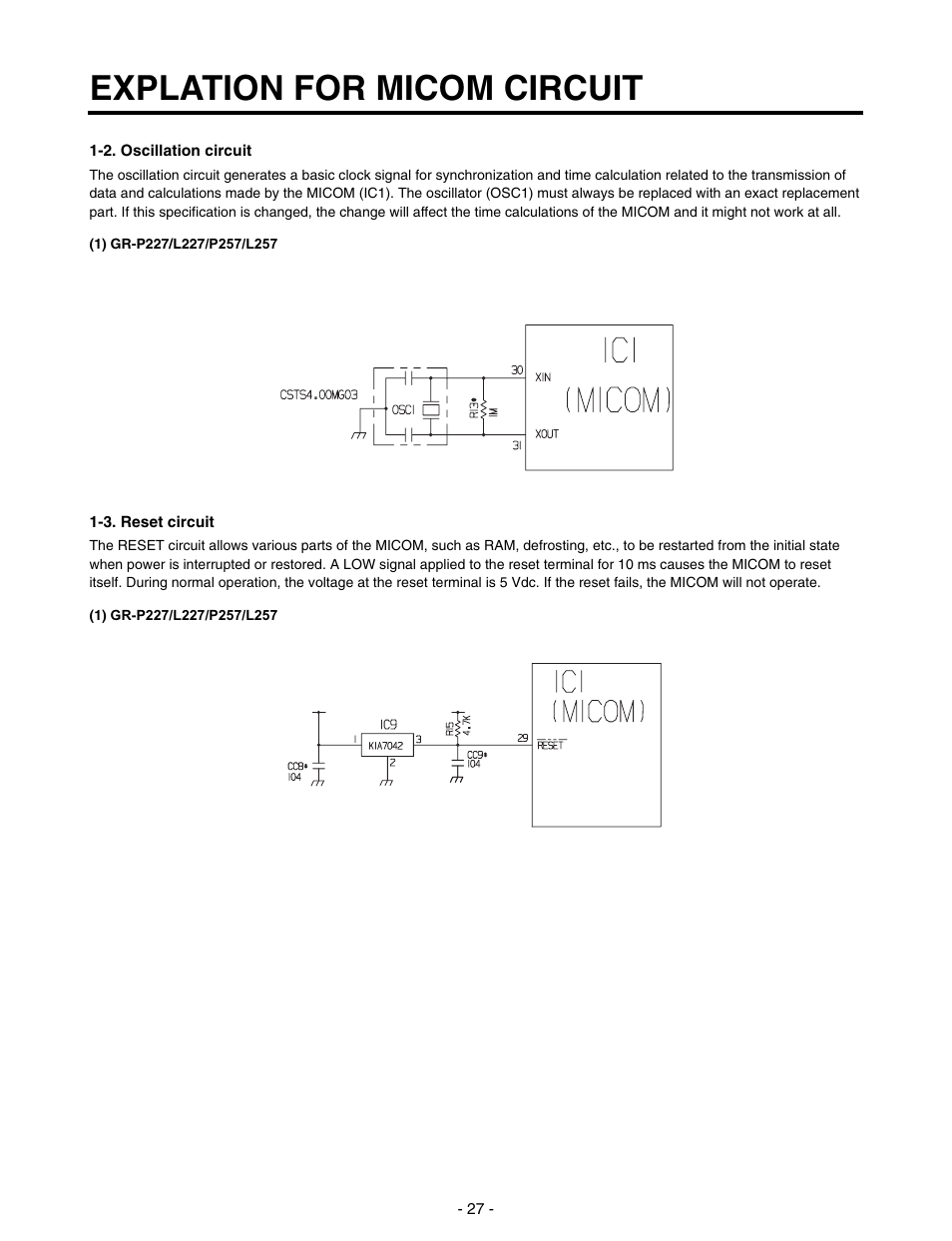 Explation for micom circuit | LG SXS GR-P257/L257 User Manual | Page 29 / 99