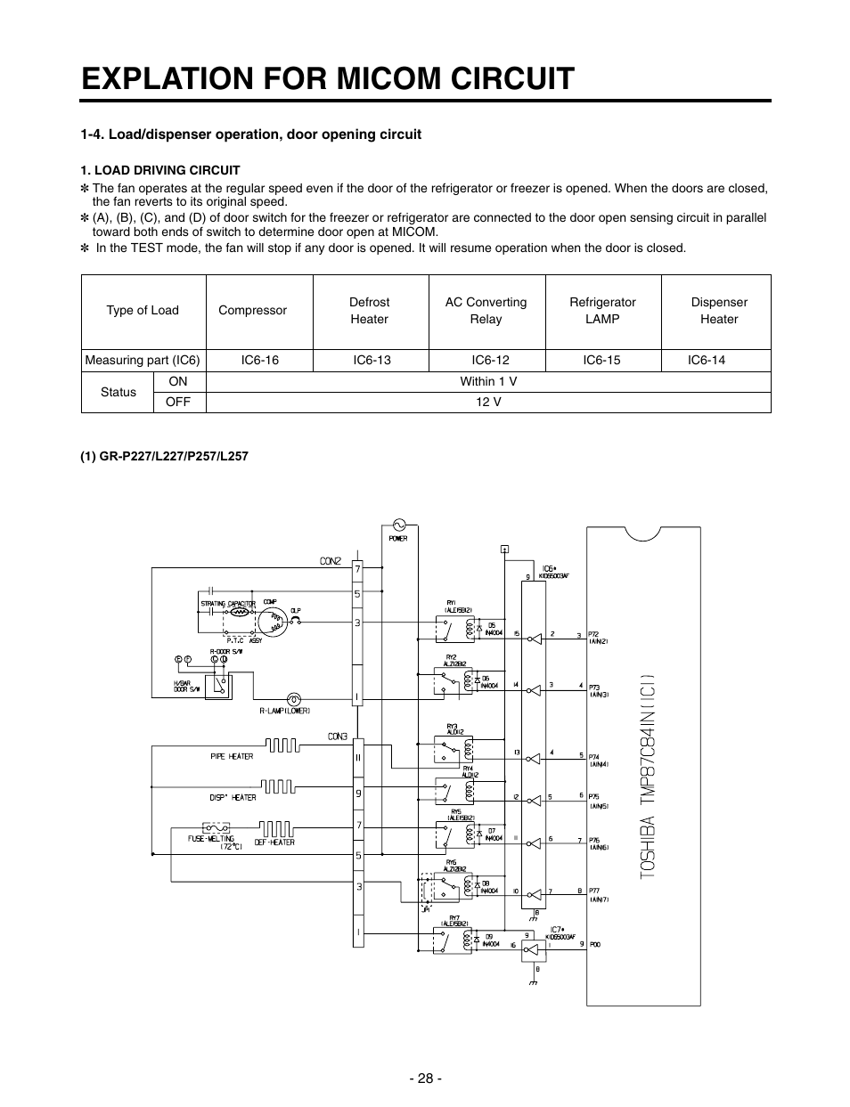 Explation for micom circuit | LG SXS GR-P257/L257 User Manual | Page 30 / 99