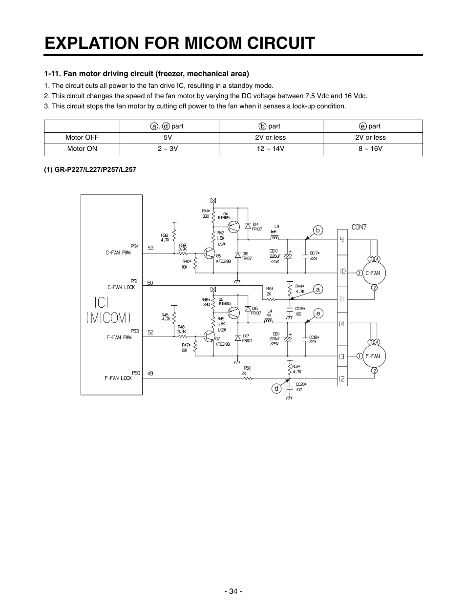 Explation for micom circuit | LG SXS GR-P257/L257 User Manual | Page 36 / 99