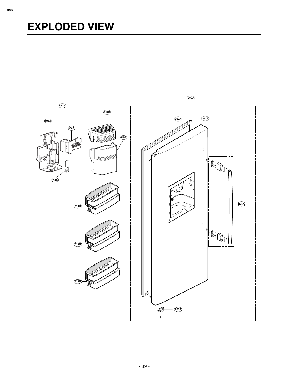 Exploded view | LG SXS GR-P257/L257 User Manual | Page 91 / 99