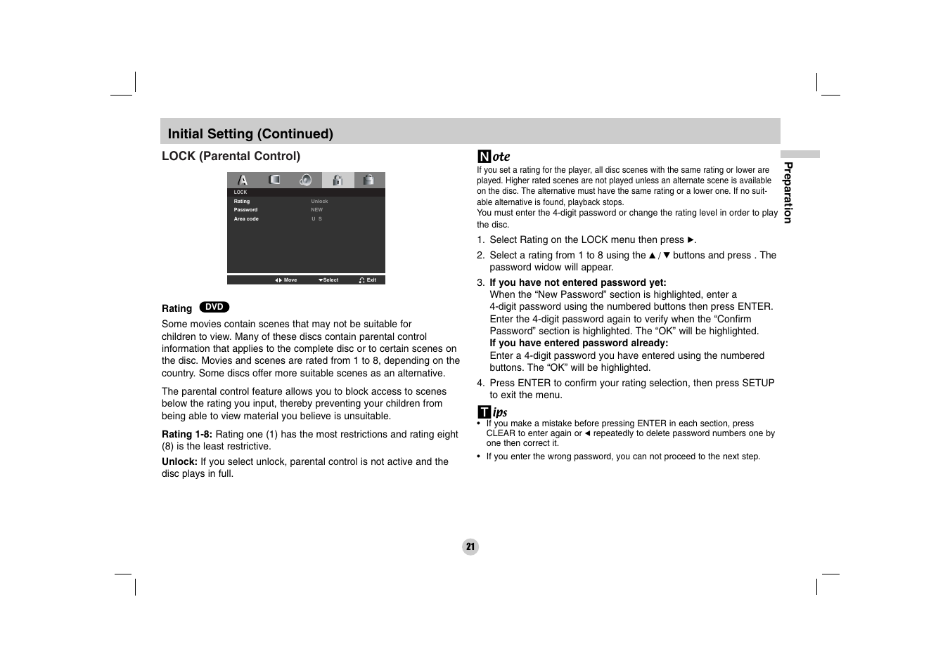 Initial setting (continued) | LG DP170 User Manual | Page 21 / 36