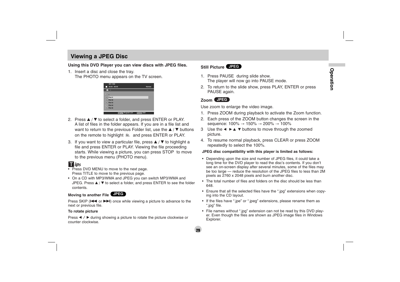 Viewing a jpeg disc | LG DP170 User Manual | Page 29 / 36