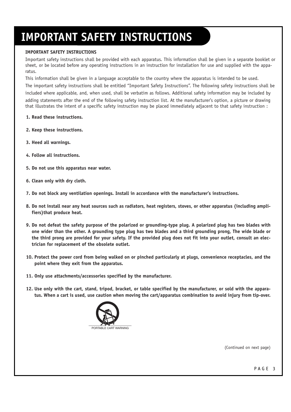 Important safety instructions | LG 30FZ1DC User Manual | Page 3 / 60