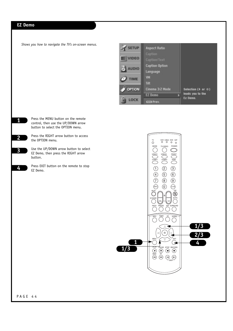 Ez demo | LG 30FZ1DC User Manual | Page 44 / 60