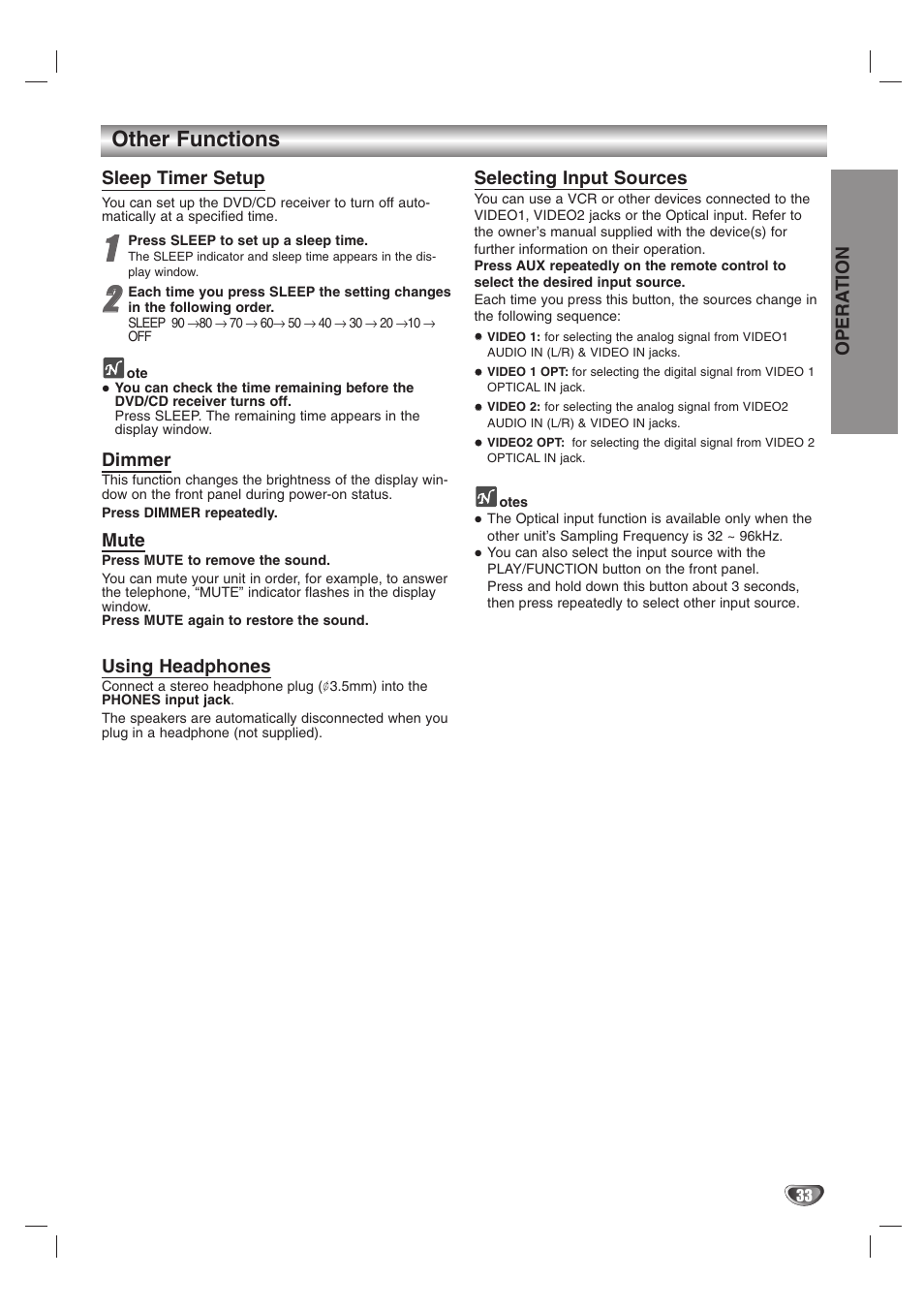 Other functions | LG HTW316 User Manual | Page 33 / 40