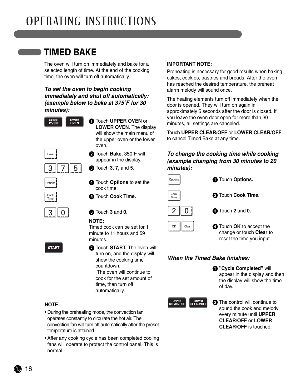 Timed bake | LG LWD3081ST User Manual | Page 16 / 42