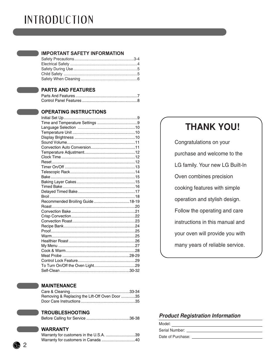 LG LWD3081ST User Manual | Page 2 / 42