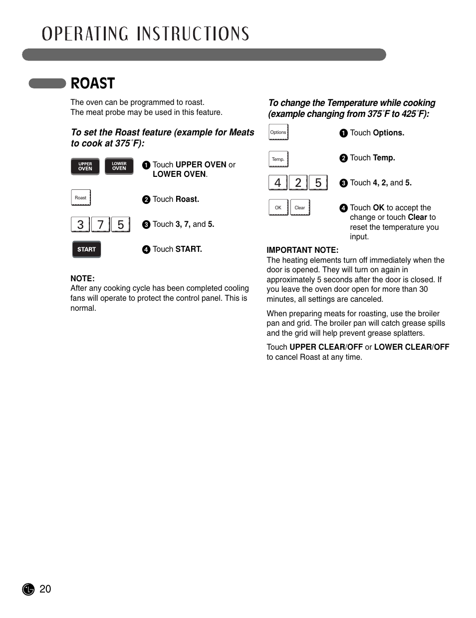 Roast | LG LWD3081ST User Manual | Page 20 / 42