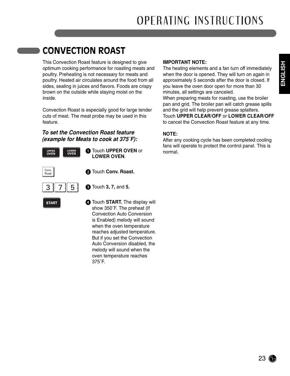 Convection roast | LG LWD3081ST User Manual | Page 23 / 42