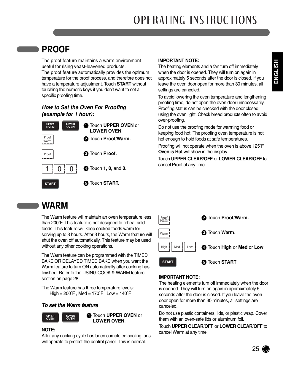 Proof, Warm | LG LWD3081ST User Manual | Page 25 / 42