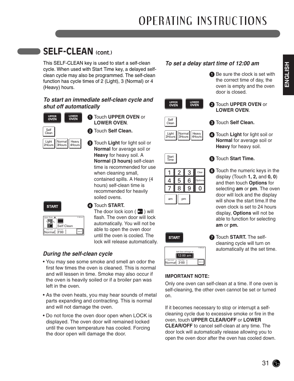 Self-clean, English, Cont.) | LG LWD3081ST User Manual | Page 31 / 42