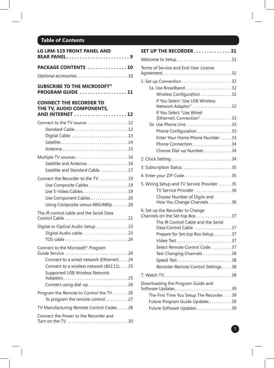 LG LRM-519 User Manual | Page 5 / 74