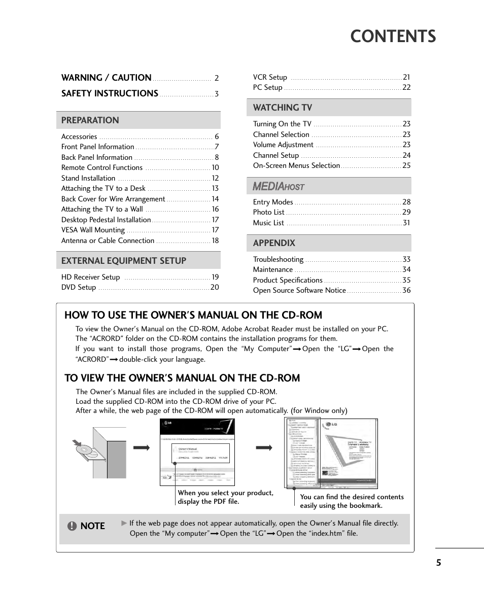 LG 32LB9D User Manual | Page 5 / 36