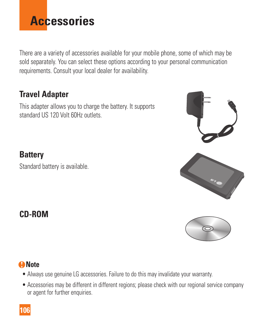 Accessories | LG Encore User Manual | Page 111 / 140
