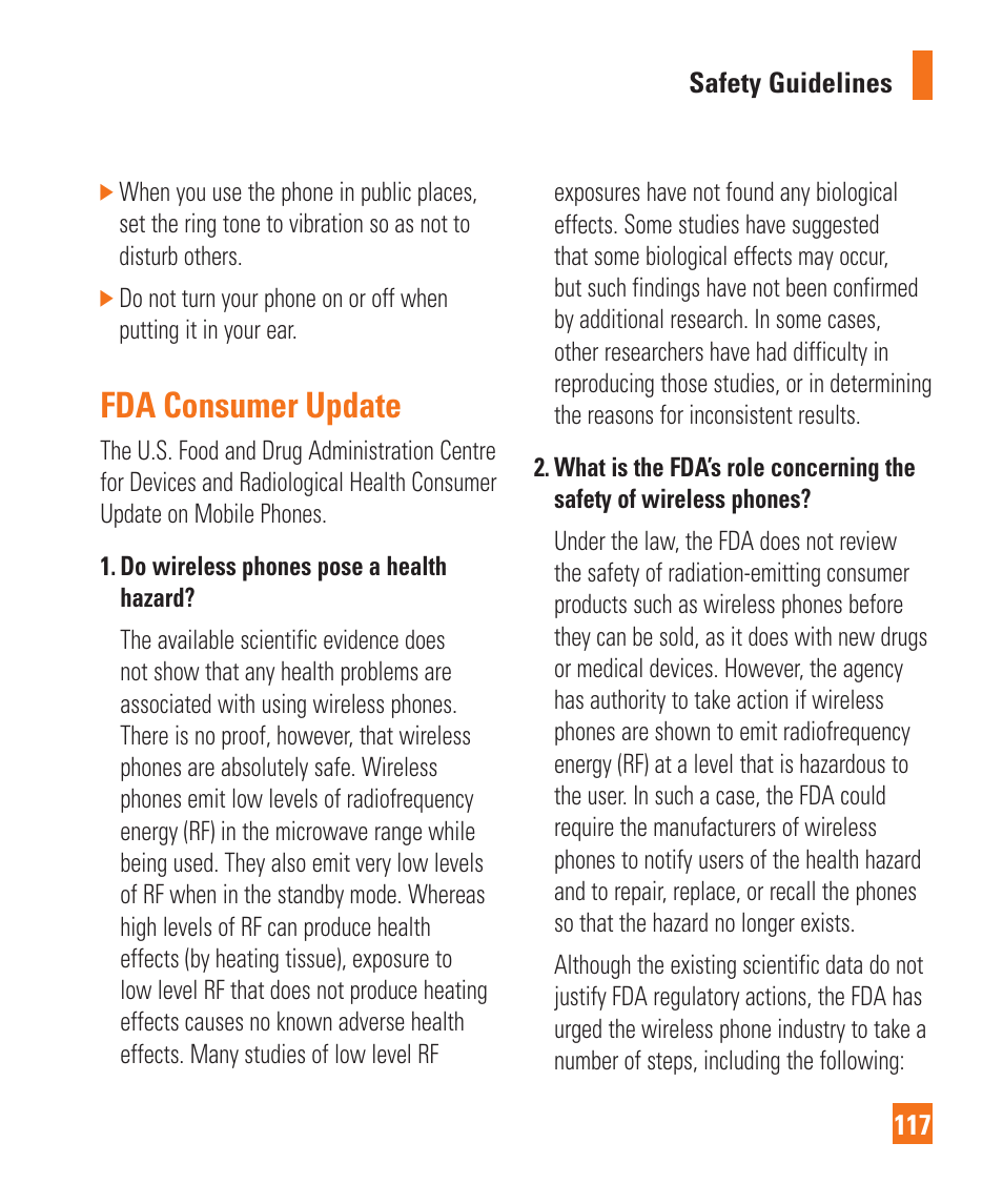 Fda consumer update | LG Encore User Manual | Page 122 / 140