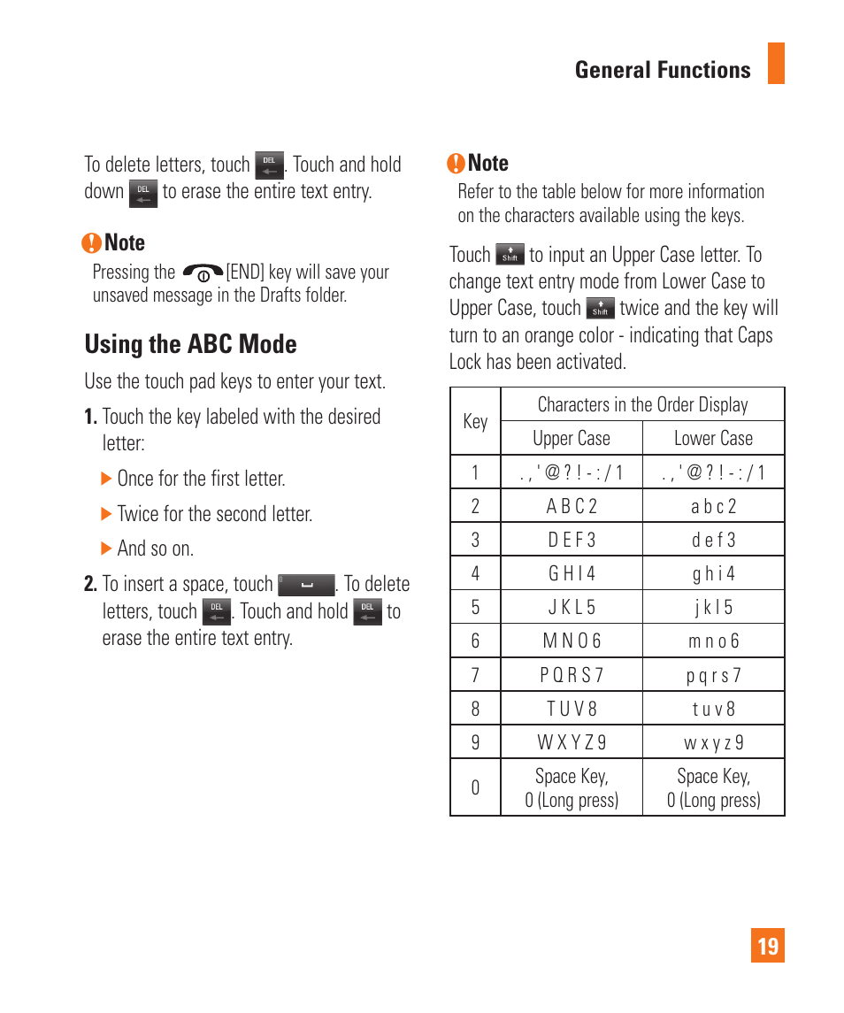 Using the abc mode | LG Encore User Manual | Page 24 / 140
