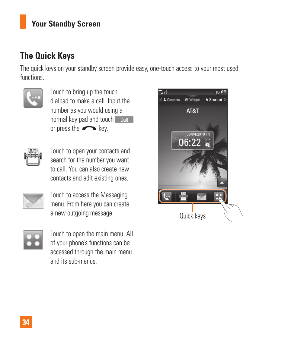The quick keys | LG Encore User Manual | Page 39 / 140