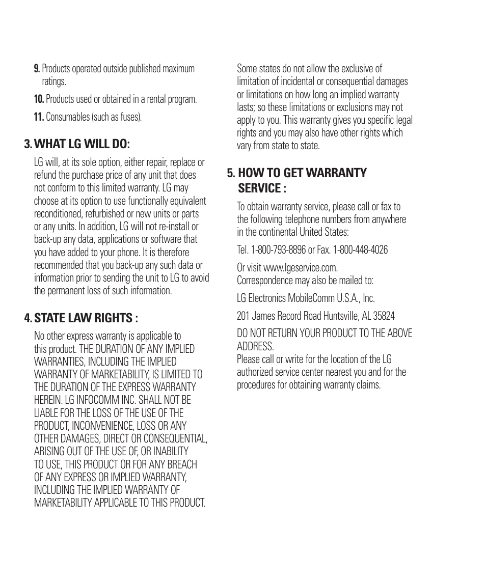 LG Encore User Manual | Page 5 / 140