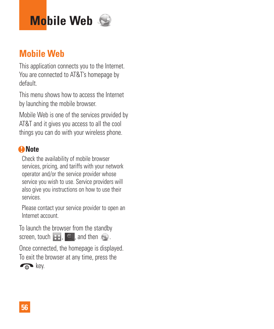Mobile web | LG Encore User Manual | Page 61 / 140
