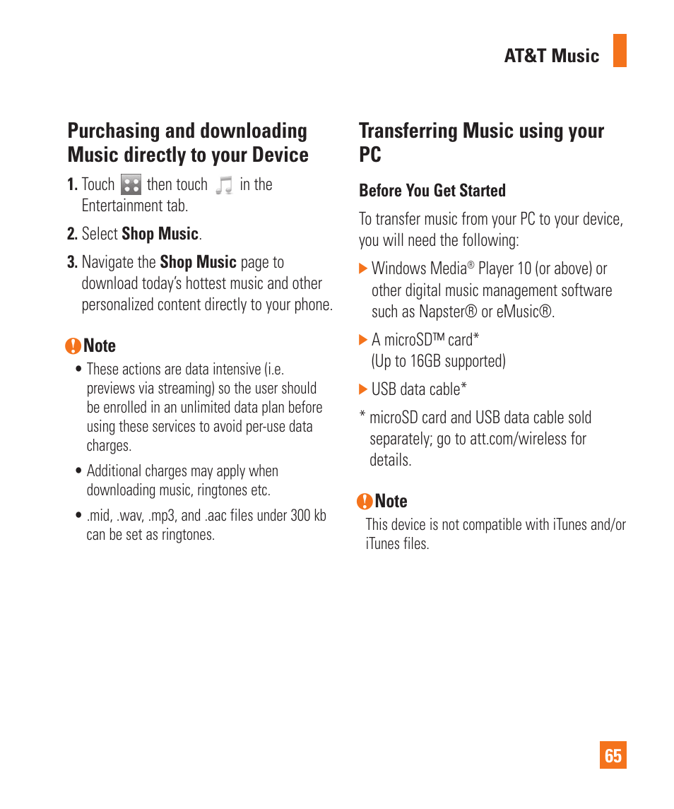 Transferring music using your pc | LG Encore User Manual | Page 70 / 140