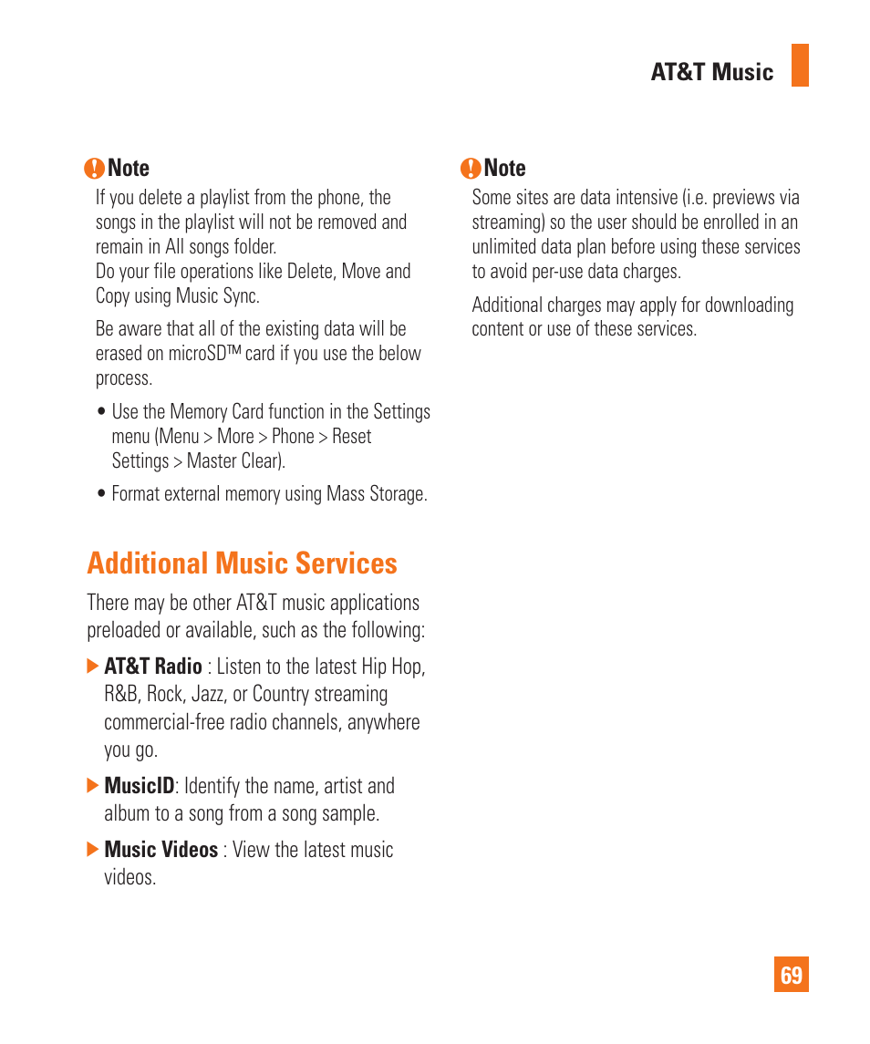 Additional music services | LG Encore User Manual | Page 74 / 140