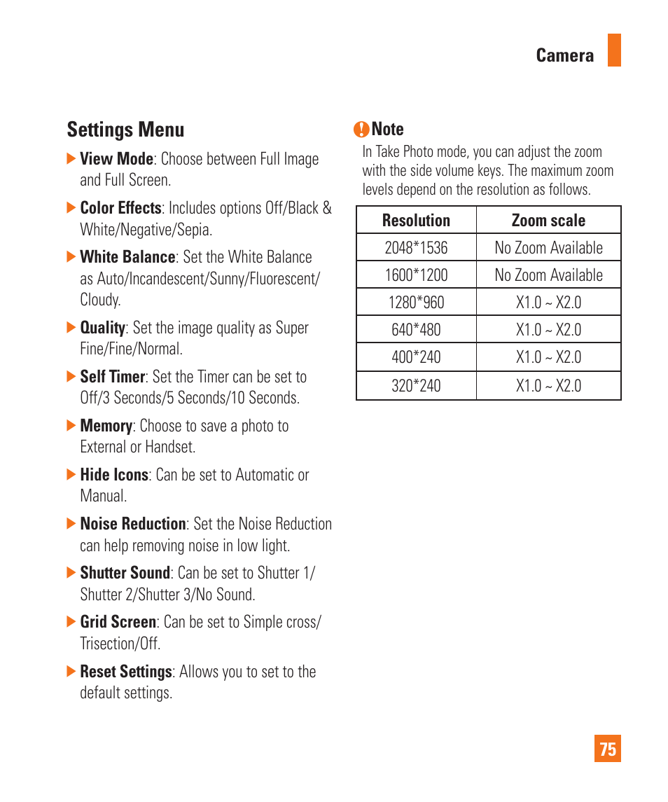 Settings menu | LG Encore User Manual | Page 80 / 140