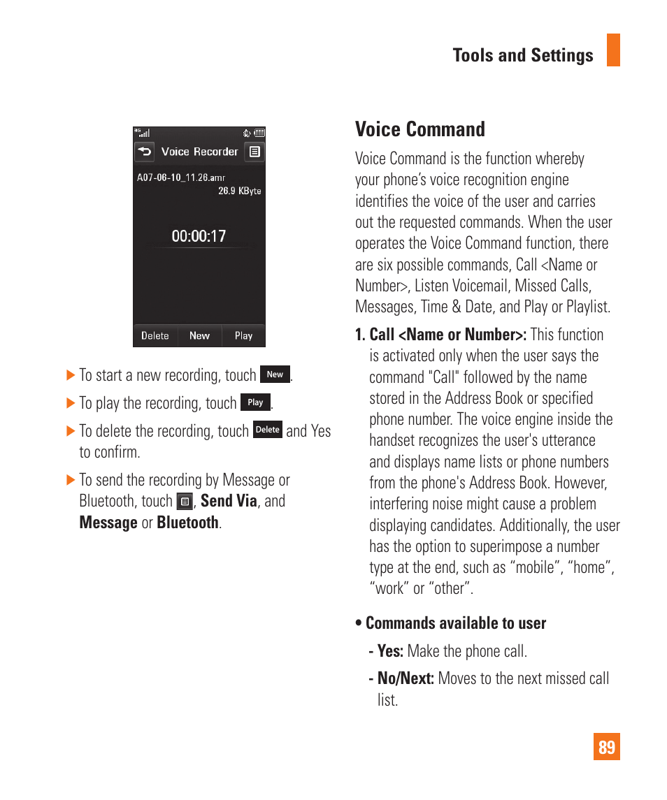 Voice command | LG Encore User Manual | Page 94 / 140