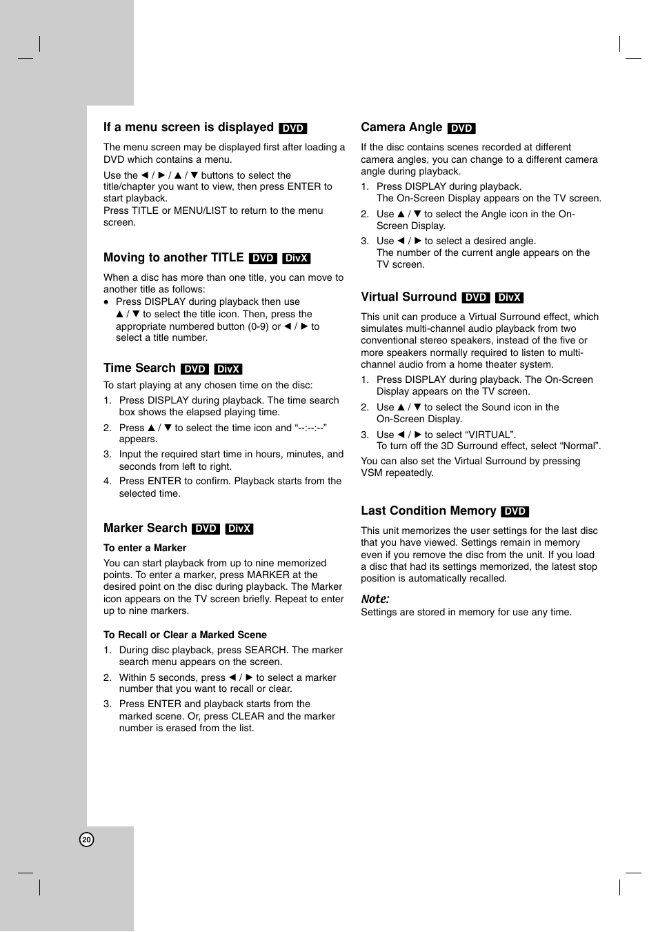 LG LFD790 User Manual | Page 20 / 36