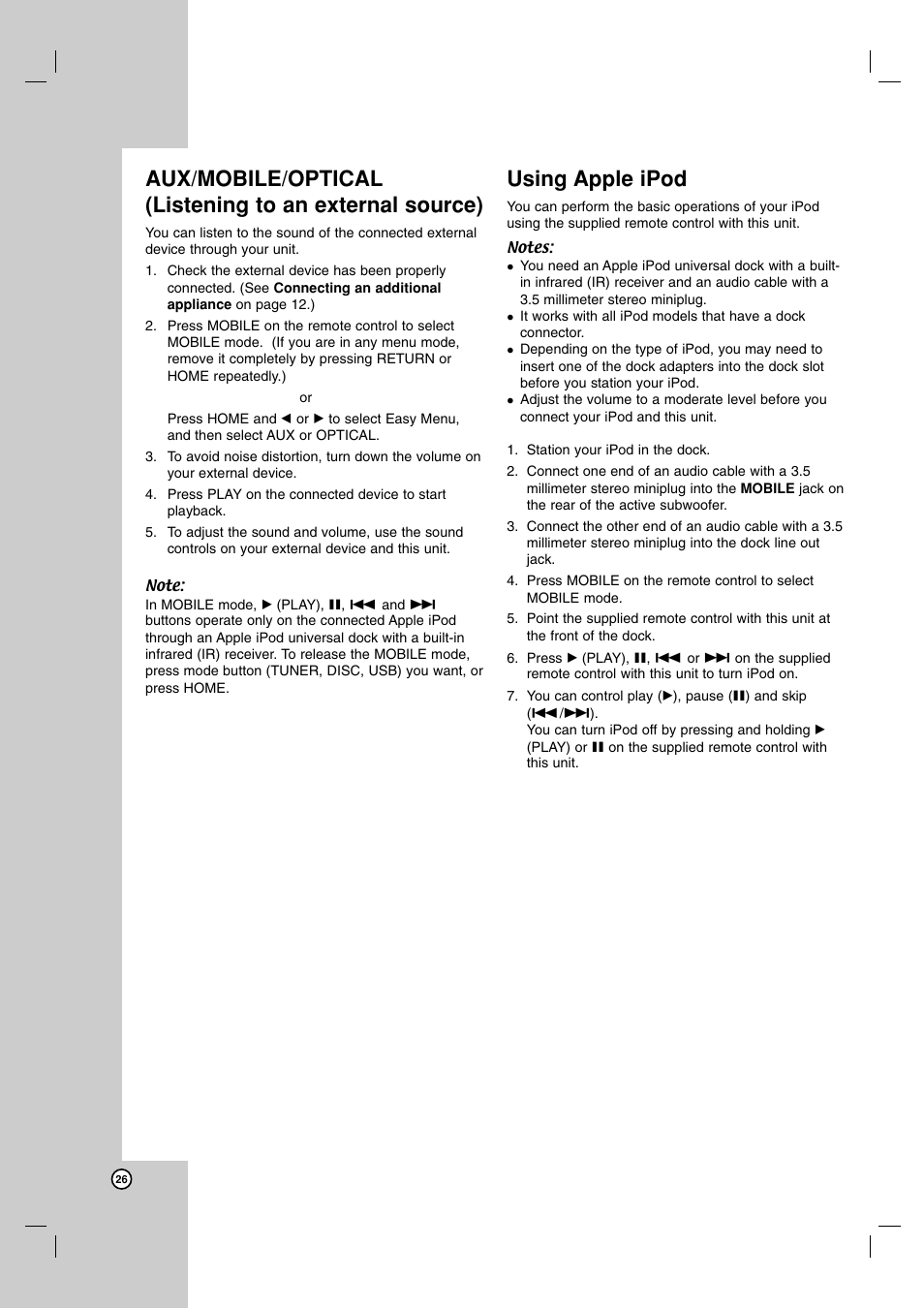 Using apple ipod | LG LFD790 User Manual | Page 26 / 36
