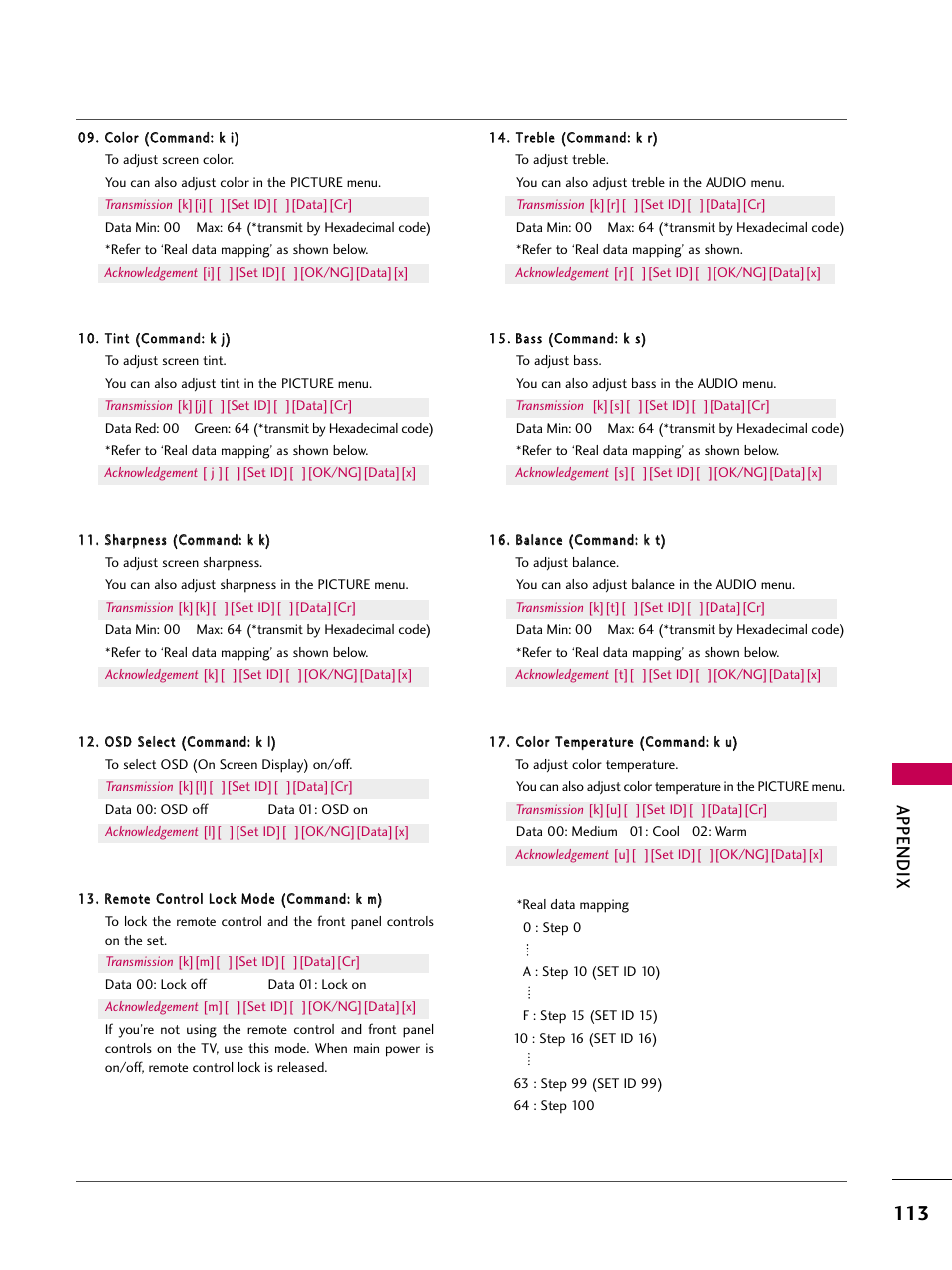 Appendix | LG 3230DC User Manual | Page 113 / 130