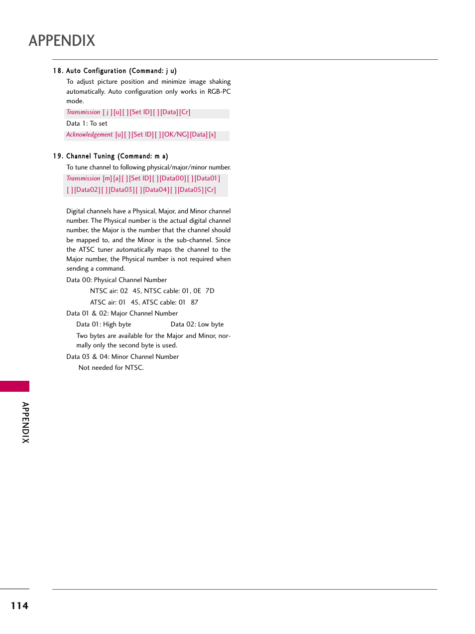 Appendix | LG 3230DC User Manual | Page 114 / 130
