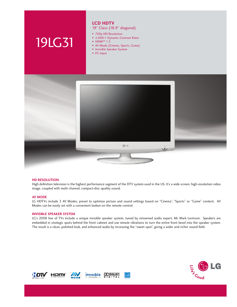 LG 19LG31 User Manual | 2 pages