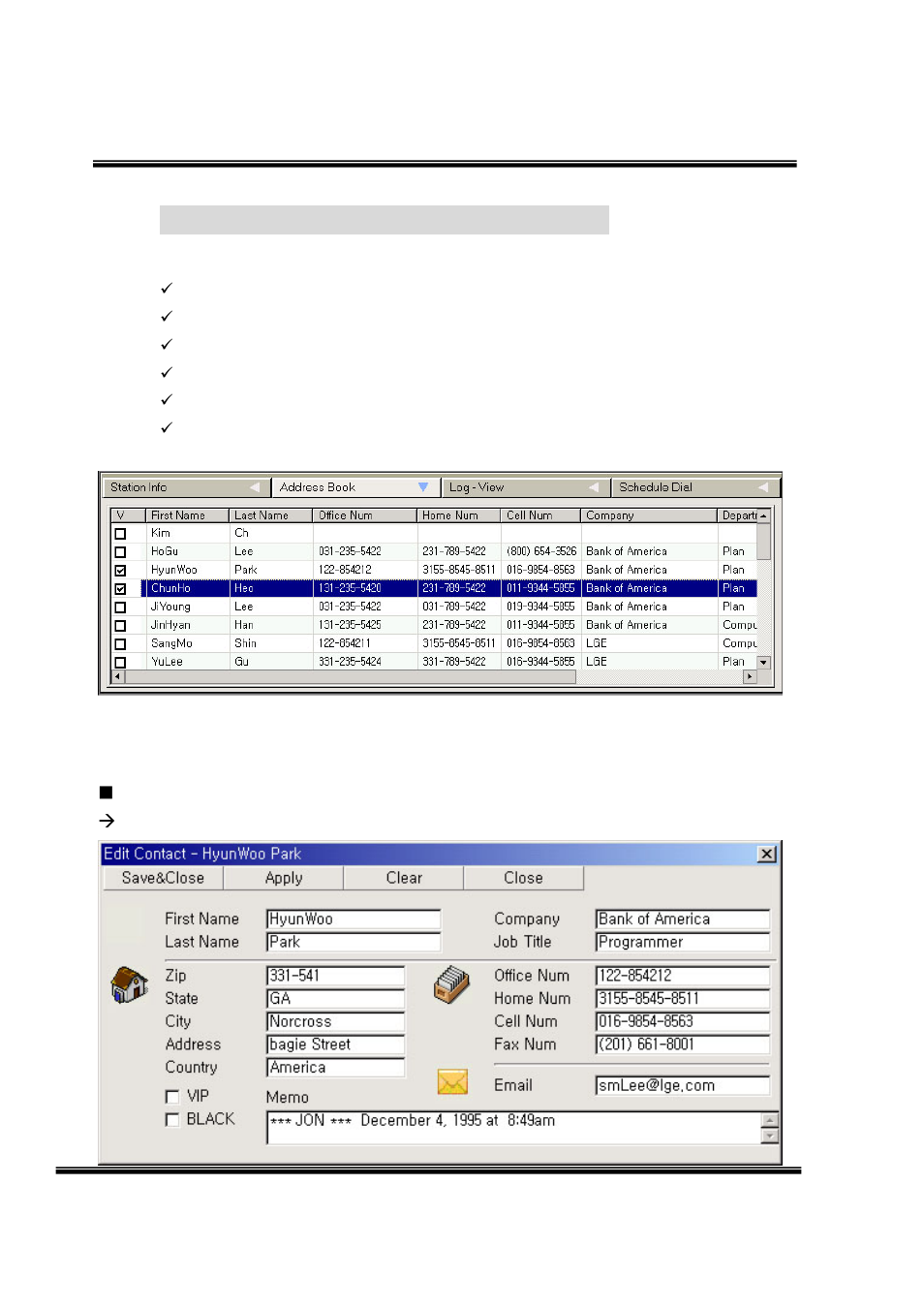 8 address book window (own db address) | LG LDK User Manual | Page 47 / 83