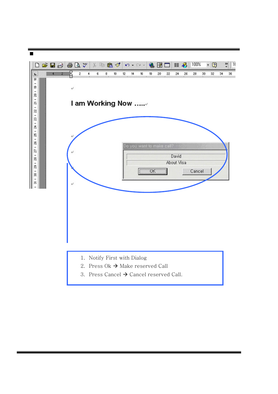 Call reservation call pop up window | LG LDK User Manual | Page 51 / 83