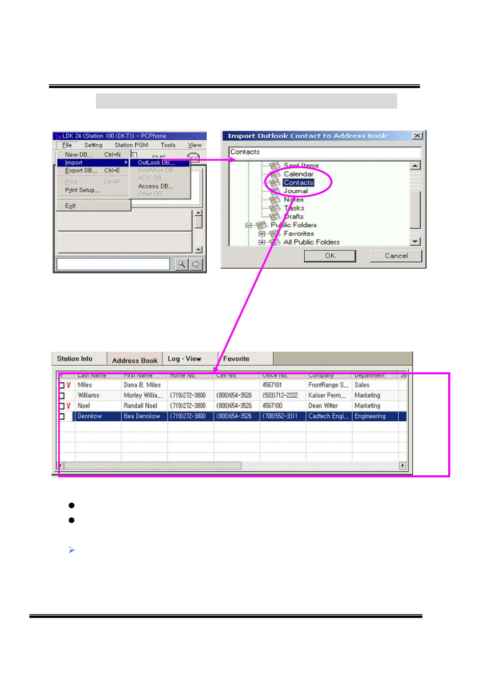 6 import outlook contacts into my own address book | LG LDK User Manual | Page 61 / 83