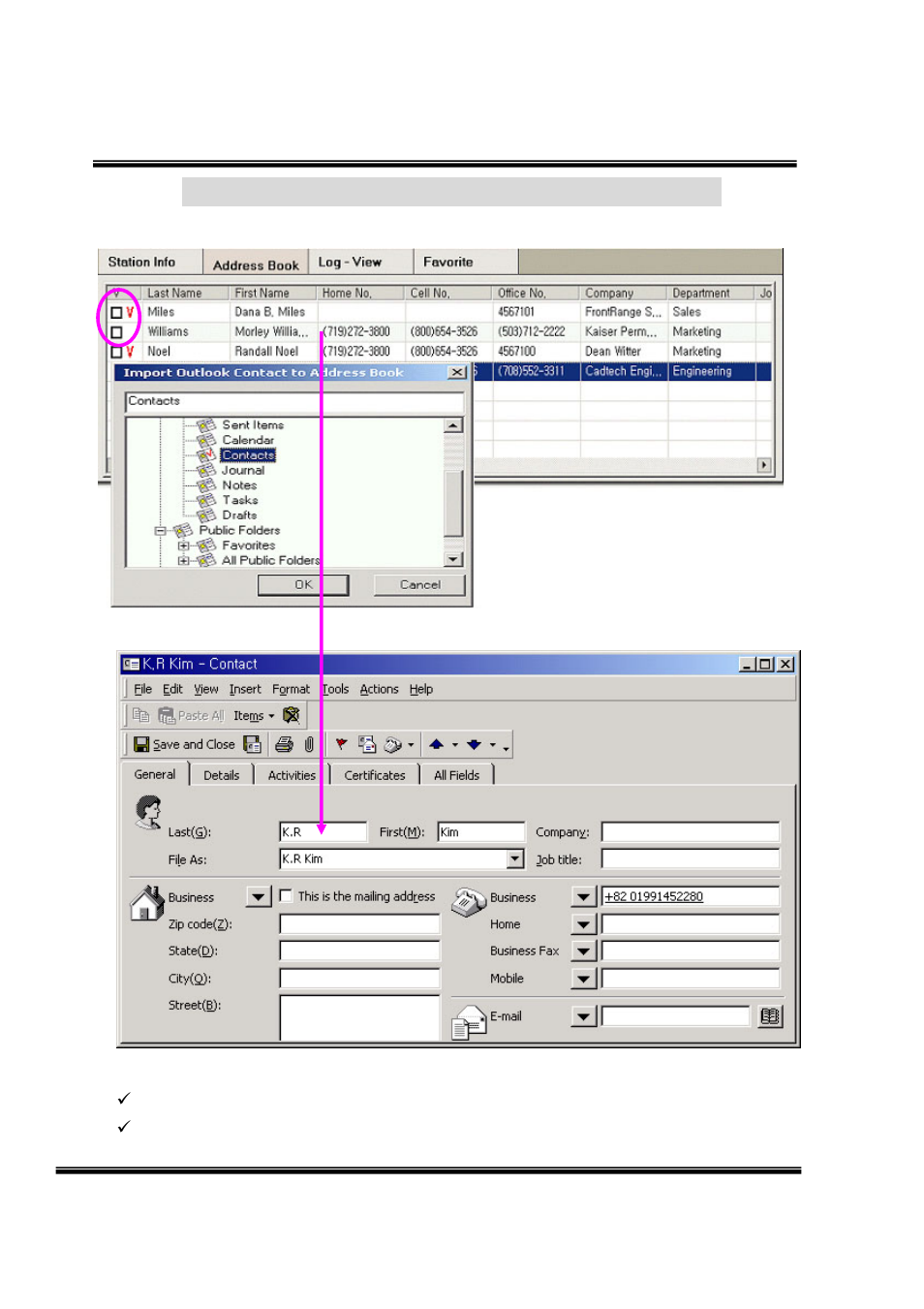 7 export my own address book export to outlook | LG LDK User Manual | Page 62 / 83